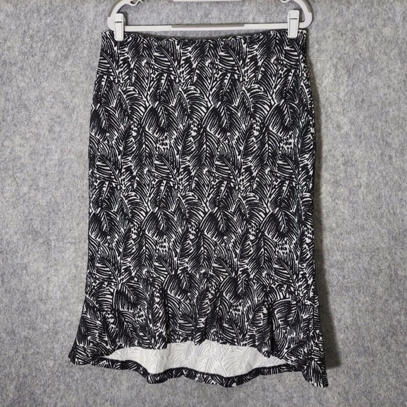 NWOT Michael Kors Skirt L Pencil Ruffle Velvet Palm Gold Zip Tropical Hawaiian - Picture 1 of 13